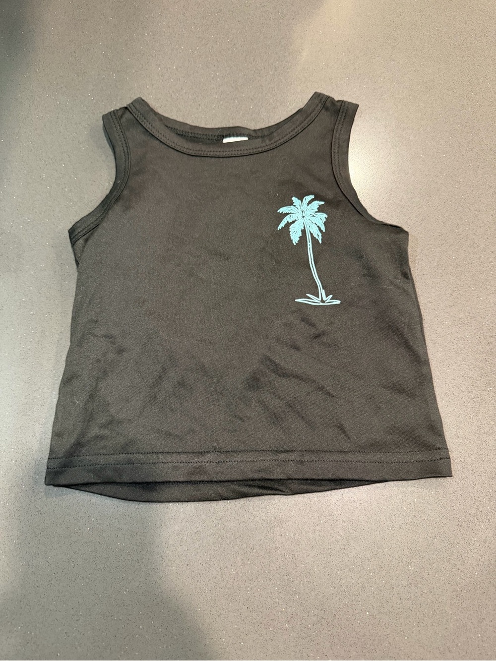 SHEIN Black Tank Top with Teal Palm Tree